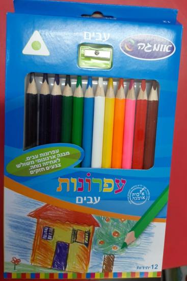 12 עפרונות צבעונים עבים